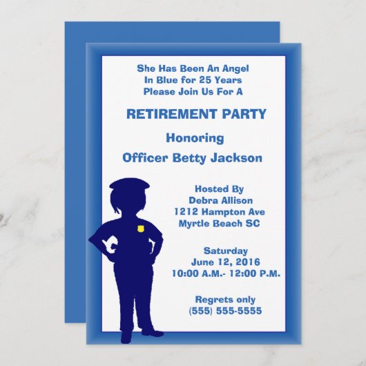 Party Einladung für weibliche Polizeibeamte (Vorne/Hinten)
