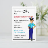 Party Einladung für weibliche Polizeibeamte (Stehend Vorderseite)