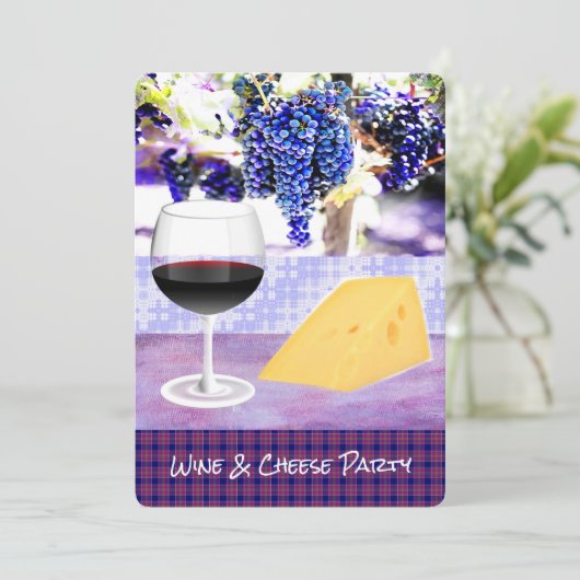 Party Einladung für Wein und Käse (Stehend Vorderseite)