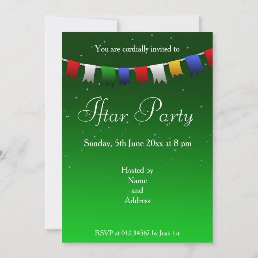 Party Einladung Garland und Moschee Iftar (Rückseite)