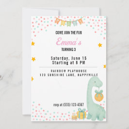 Party Einladung Geburtstag Girl 3 Dino