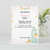 Party Einladung Geburtstag Girl 3 Dino (Stehend Vorderseite)