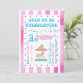 Party Einladung Geburtstag Mädchen - Karussell (Stehend Vorderseite)