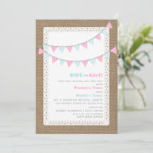 Party Einladung Gingham Bunting Gender Reveal (Stehend Vorderseite)