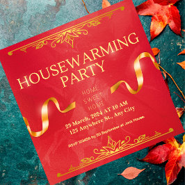 Party Einladung Golden Red Housewarming