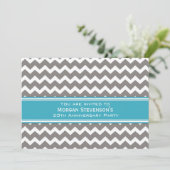 Party Einladung Grau Blue zum Anniversary (Stehend Vorderseite)