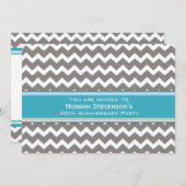 Party Einladung Grau Blue zum Anniversary (Vorne/Hinten)