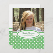 Party Einladung "Green and White Polka Dot" (Vorne/Hinten)