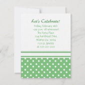 Party Einladung "Green and White Polka Dot" (Rückseite)