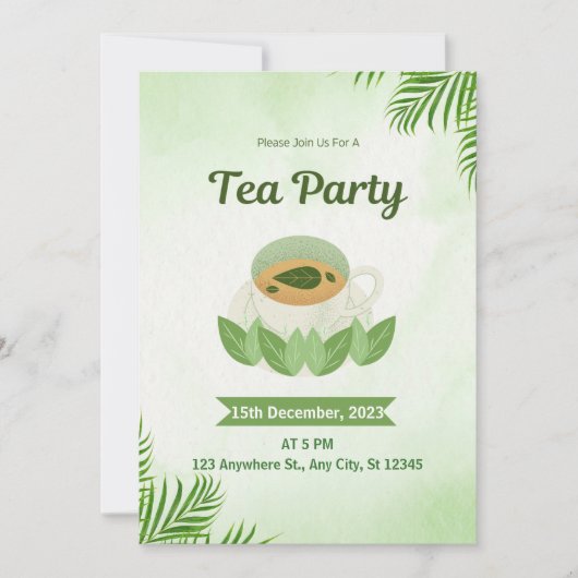 Party Einladung Green Simple Watercolor Tee (Vorderseite)