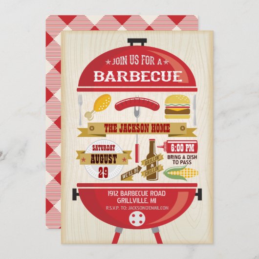 Party Einladung GRILLEN (Vorne/Hinten)