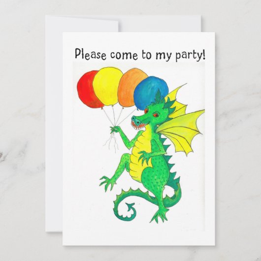 Party Einladung "Grüner Drache" (Vorderseite)