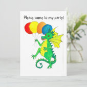 Party Einladung "Grüner Drache" (Stehend Vorderseite)