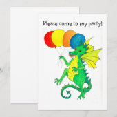 Party Einladung "Grüner Drache" (Vorne/Hinten)