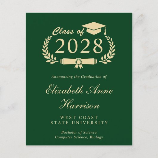 Party Einladung "Grüner Uni-Abschluss" (Vorderseite)