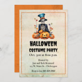 Party Einladung Halloween Skeleton (Vorne/Hinten)