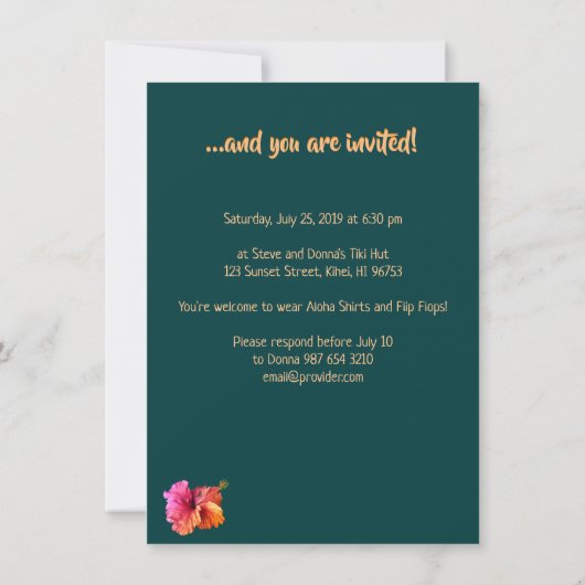 Party Einladung Hawaiian Luau (Rückseite)