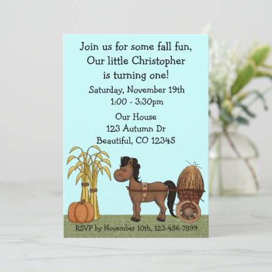 Party Einladung Herbst 1. Geburtstag (Stehend Vorderseite)