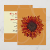 Party Einladung Herbst - orangefarbene Sonnenblume (Vorne/Hinten)