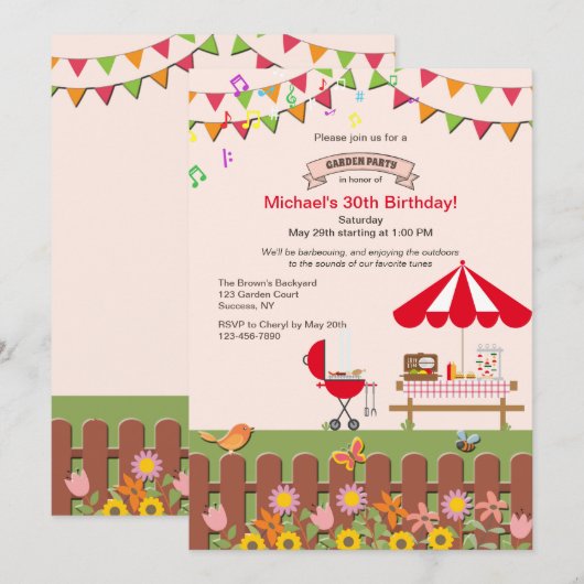 Party Einladung Hinterhof Garden (Vorne/Hinten)