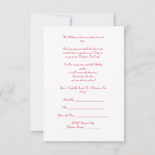 Party Einladung Holiday Tee (Rückseite)