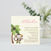Party Einladung Hula Monkey Luau (Stehend Vorderseite)