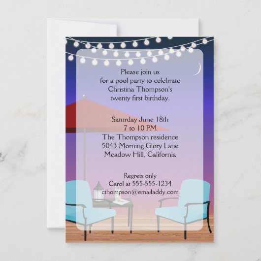 Party Einladung im Freien (Rückseite)