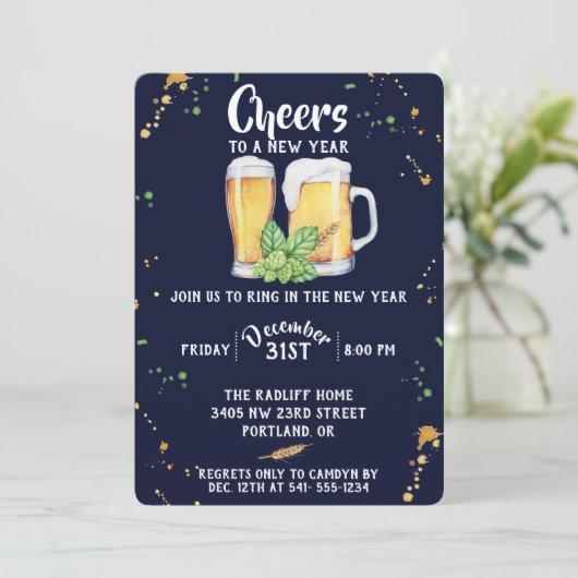 Party Einladung im Pub-Stil (Stehend Vorderseite)