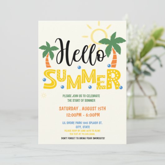 Party Einladung im Sommer (Stehend Vorderseite)