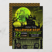 Party Einladung im Spuk Haus (Vorne/Hinten)