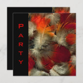 Party Einladung Jeder Anlässe Feathers Black Red (Vorne/Hinten)