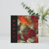 Party Einladung Jeder Anlässe Feathers Black Red (Stehend Vorderseite)