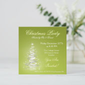 Party Einladung Kalkgrün mit Weihnachtsbaum (Stehend Vorderseite)