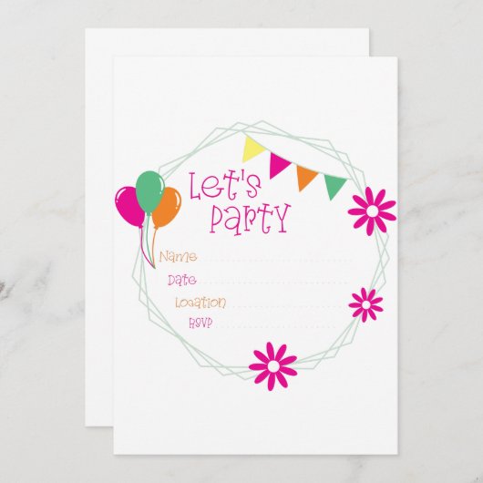 Party Einladung lasse (Vorne/Hinten)