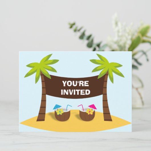 Party Einladung Luau (Stehend Vorderseite)
