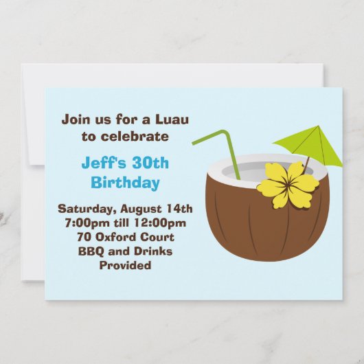 Party Einladung Luau (Rückseite)