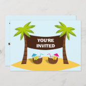 Party Einladung Luau (Vorne/Hinten)