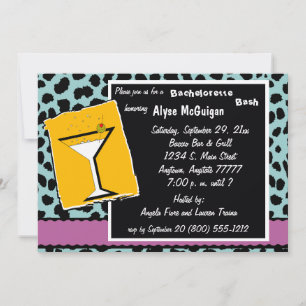 Party Einladung Mauve Aquamarin und Orange Leopard
