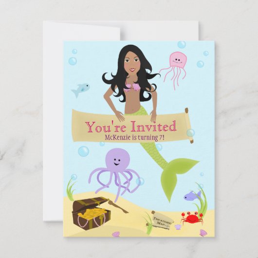 Party Einladung Mermaid (Vorderseite)