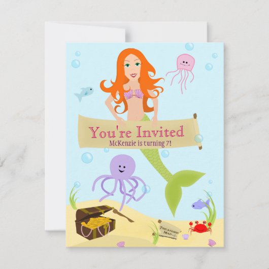 Party Einladung Mermaid (Vorderseite)