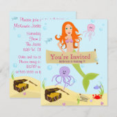 Party Einladung Mermaid (Vorne/Hinten)