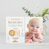 Party Einladung Milch und Cookies Geburtstag (Stehend Vorderseite)