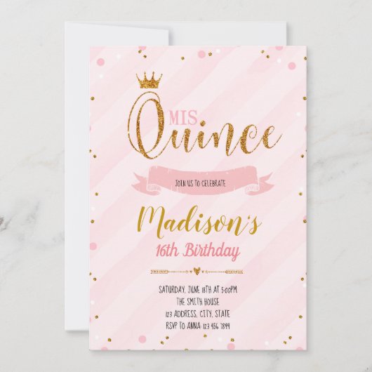 Party Einladung Mis quince (Vorderseite)