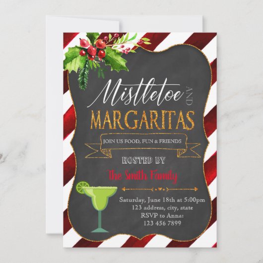 Party Einladung Mistletoe und Margaritas (Vorderseite)