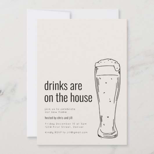 Party Einladung mit Bier (Vorderseite)
