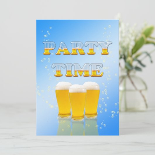 Party Einladung mit Bierbrille (Stehend Vorderseite)
