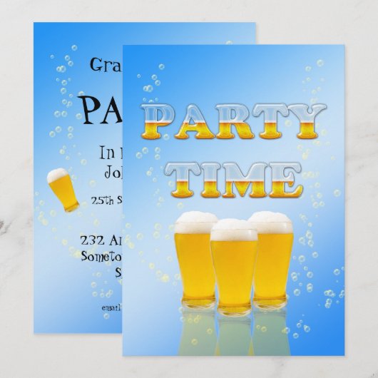 Party Einladung mit Bierbrille (Vorne/Hinten)