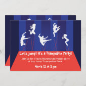 Party Einladung mit blauem Trampolin und Orange (Vorne/Hinten)