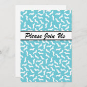 Party Einladung mit blauer und weißer Dackel (Vorne/Hinten)