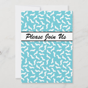 Party Einladung mit blauer und weißer Dackel